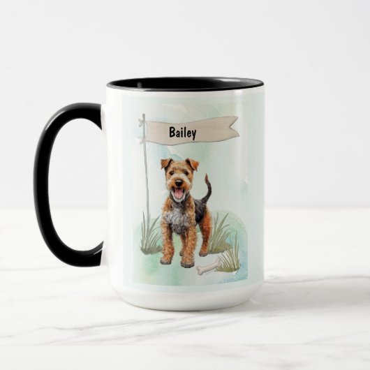 Lakeland Terrier-waterverf Gepersonaliseerde Hond Mok (Links)