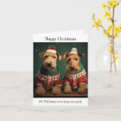 Lakeland Terriers in Kerstmis Jumpers Kaart (Gele Bloem)