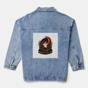 Laken Gezicht Spook Halloween Griezels Bomen Maan_ Denim Jacket