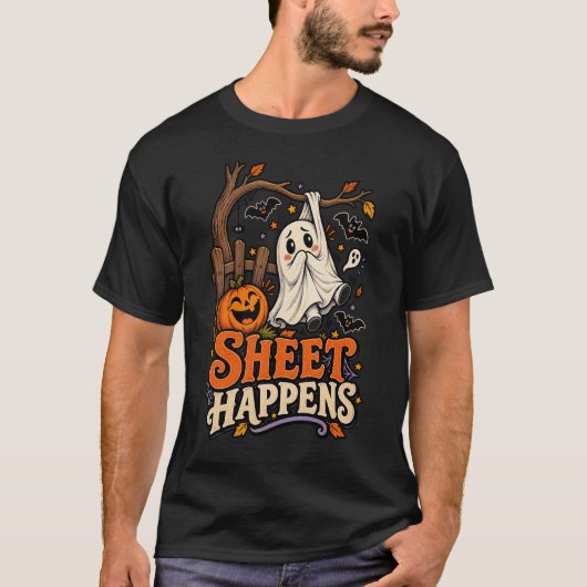 Laken Happens Grappige Spook Halloween T-Shirt (Voorkant)