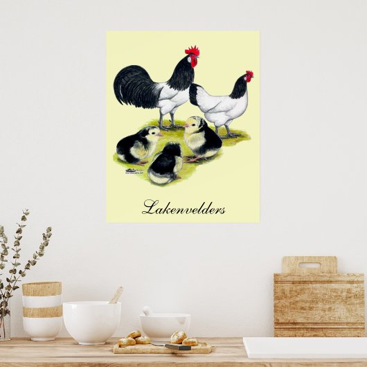 Lakenvelder Chicken Family Poster (Keuken)