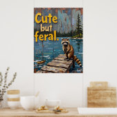 Lakeside Bandit: een Uitzicht van een wasbeer Poster (Keuken)