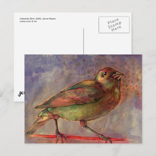 Lakeside Bird Waterverf  briefkaart (Voorkant / Achterkant)