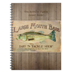 Lakeside Cabin Large Mouth Bass Wood Boards Notitieboek