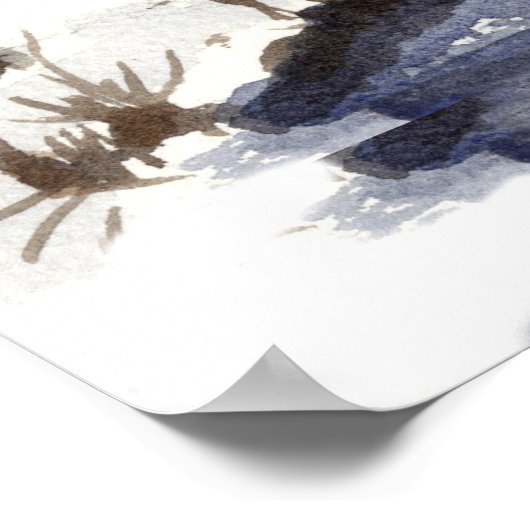 Lakeside Cabins Winter Long Pond Belgrado Maine Poster (Hoek)