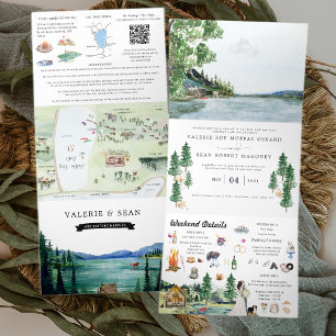 Lakeside Campground Resort   Illustratief huwelijk Drieluik Uitnodiging