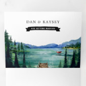 Lakeside Campground Resort | Illustratief huwelijk Drieluik Uitnodiging (Binnenzijde eerst)