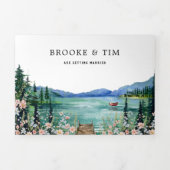 Lakeside Campground Resort | Illustratief huwelijk Drieluik Uitnodiging (Cover)