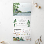Lakeside Campground Resort | Illustratief huwelijk Drieluik Uitnodiging (Binnen)