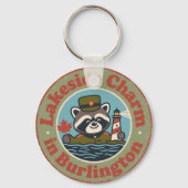 Lakeside Charm in Burlington Funny Raccoon Sleutelhanger (Voorkant)