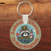 Lakeside Charm in Burlington Funny Raccoon Sleutelhanger (Achterkant)