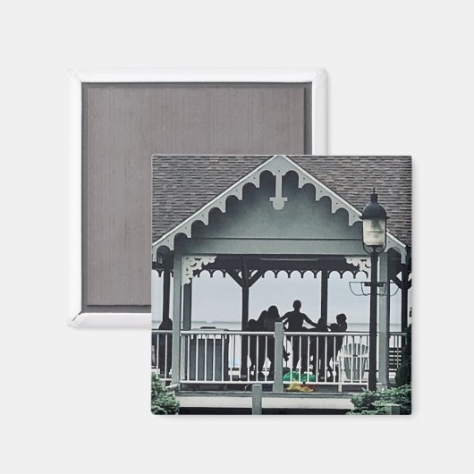 Lakeside Chautauqua Yoga Silhouette Print Magneet (Voorkant / Achterkant)