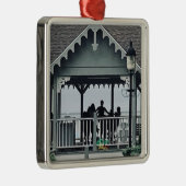 Lakeside Chautauqua Yoga Silhouette Print Metalen Ornament (Rechts)