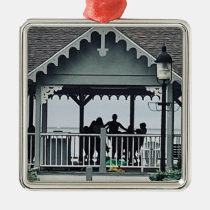 Lakeside Chautauqua Yoga Silhouette Print Metalen Ornament