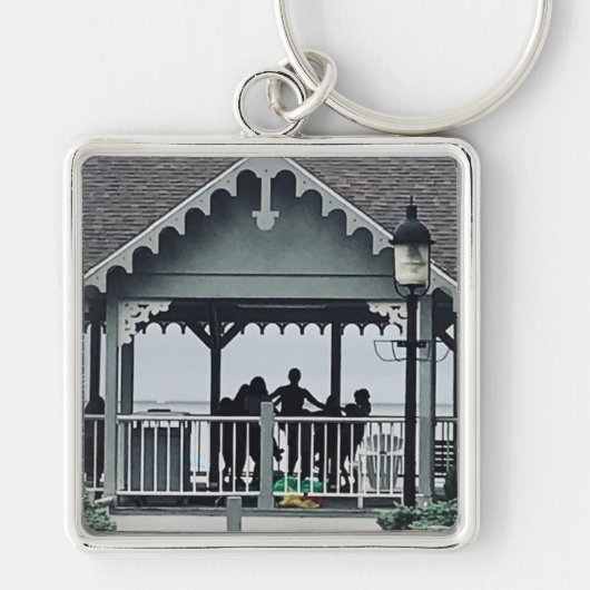 Lakeside Chautauqua Yoga Silhouette Print Sleutelhanger (Voorkant)