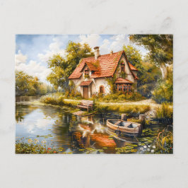 Lakeside Cottage met Rowboat Briefkaart
