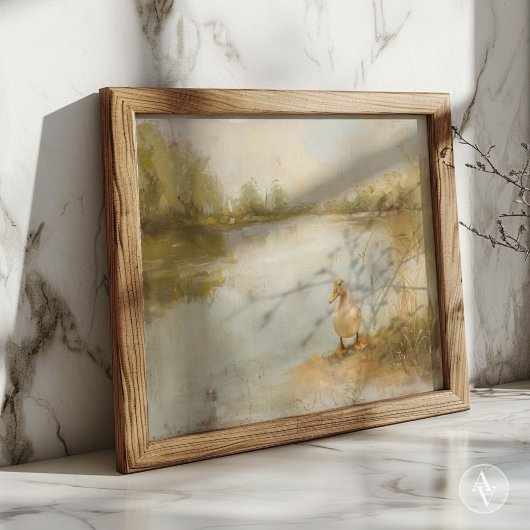 Lakeside Eend Schilderen Lentelandschap Poster