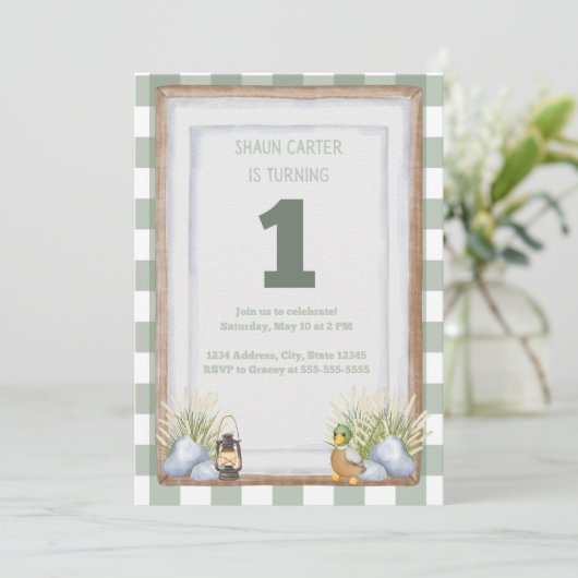 Lakeside eerste verjaardag kaart (Staand voorkant)