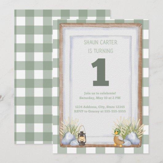 Lakeside eerste verjaardag kaart (Voorkant / Achterkant)