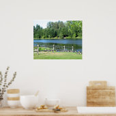Lakeside Geese in het Park Poster (Keuken)