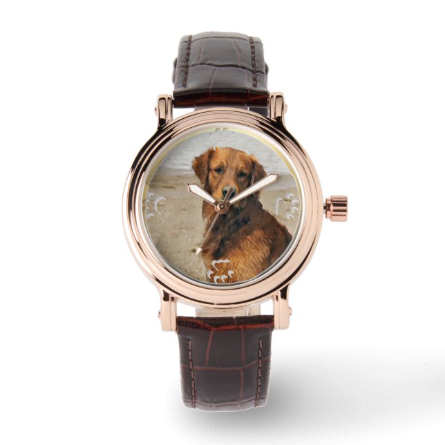 Lakeside Golden Retriever Art Gifts Horloge (Voorkant)
