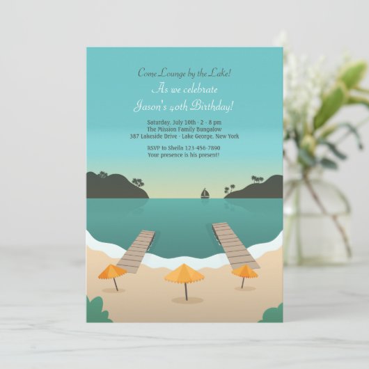 Lakeside Invitation Kaart (Staand voorkant)