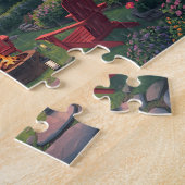 Lakeside kampvuur stoel zonsondergang legpuzzel (Zijkant)