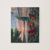 Lakeside kampvuur stoel zonsondergang legpuzzel (Verticaal)