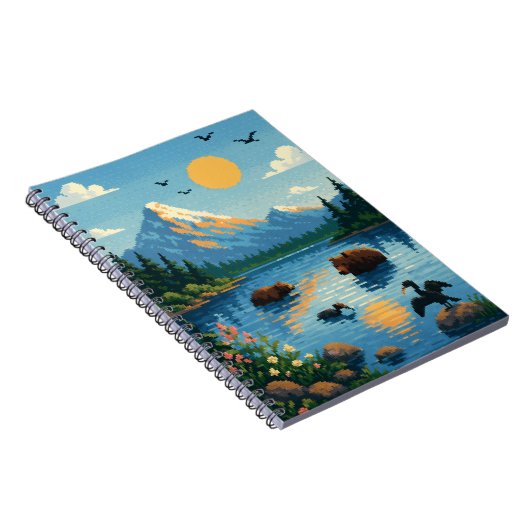 Lakeside landschap, pixel art notitieboek (Rechterzijde)