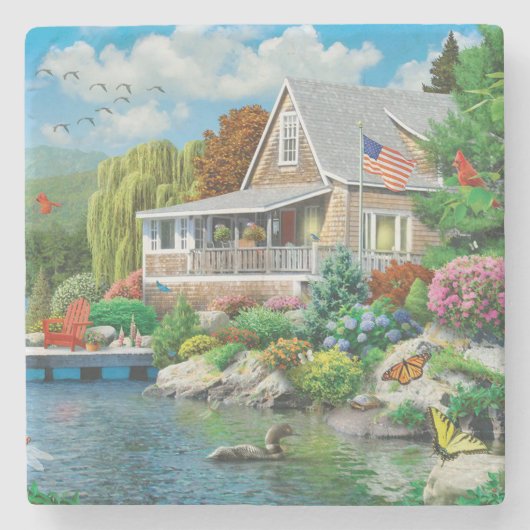 Lakeside Memories Fine Art Stenen Onderzetter (Voorkant)