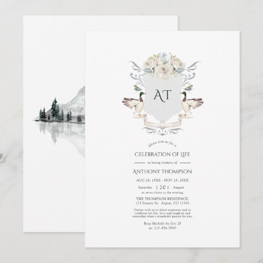 Lakeside Monogram Crest Crest Celebration of Life Kaart (Voorkant / Achterkant)