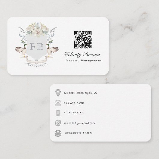 Lakeside Monogram CREST QR-code Visitekaartje (Voorkant / Achterkant)