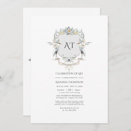 Lakeside Monogram Laurel Crest Crest Celebration o Kaart (Voorkant / Achterkant)