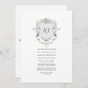 Lakeside Monogram Laurel Crest Crest Celebration o Kaart