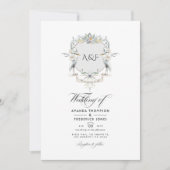 Lakeside Monogram Laurel Crest Wedding Foto Kaart (Voorkant)