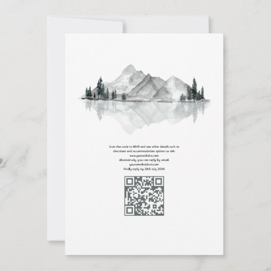 Lakeside Monogram Laurel Crest Wedding Kaart (Achterkant)