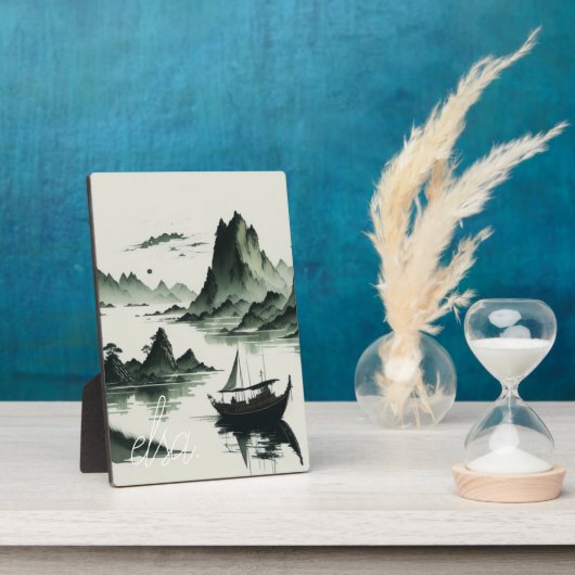 Lakeside Morning forest chinese verf Fotoplaat (Zijkant)