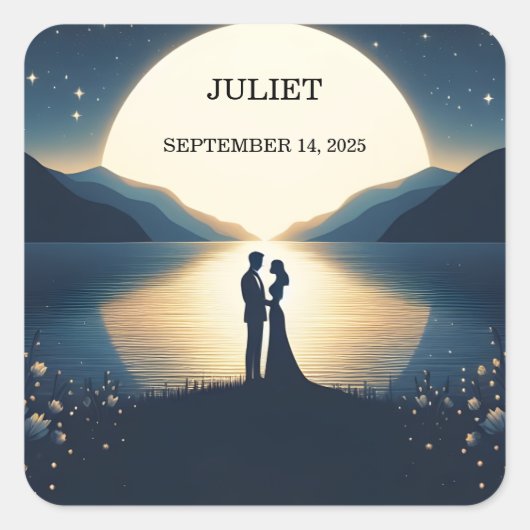 Lakeside Mountain Fun Natuur Bruidsfeest Meer Vierkante Sticker (Voorkant)