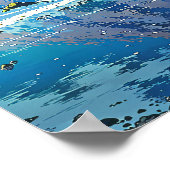 Lakeside Mountain - kleurrijke illustratiestijl Poster (Hoek)