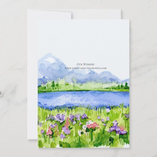 Lakeside Mountain Meadow Wedding Invites © Kaart (Achterkant)