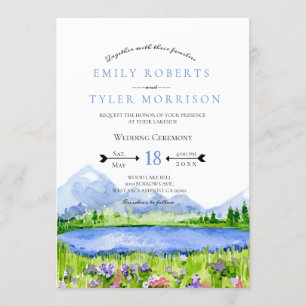 Lakeside Mountain Meadow Wedding Invites © Kaart