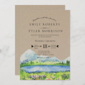 Lakeside Mountain Meadow Wedding Invites © Kaart (Voorkant / Achterkant)