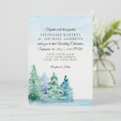Lakeside Mountain Tall Pines Outdoor Weddenschap Kaart (Staand voorkant)