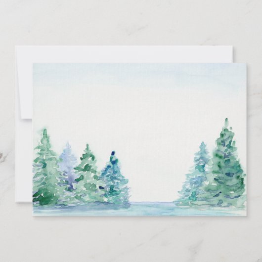 Lakeside Mountain Tall Pines Outdoor Weddenschap Kaart (Achterkant)