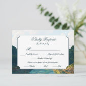 Lakeside Mountain Valley Wedding RSVP Card (Staand voorkant)