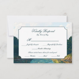 Lakeside Mountain Valley Wedding RSVP Card Kaartje