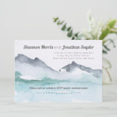 Lakeside Mountain Waterverf bruiloft uitnodiging (Staand voorkant)