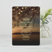 Lakeside Rustic String Lights Huwelijksuitnodiging Kaart (Staand voorkant)