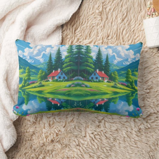 Lakeside Serenity - Magische heuvels Kussen (Deken)