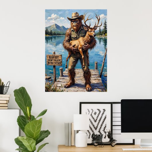 Lakeside Skeptic: Bigfoot's Dockside Companion Poster (Thuiskantoor)